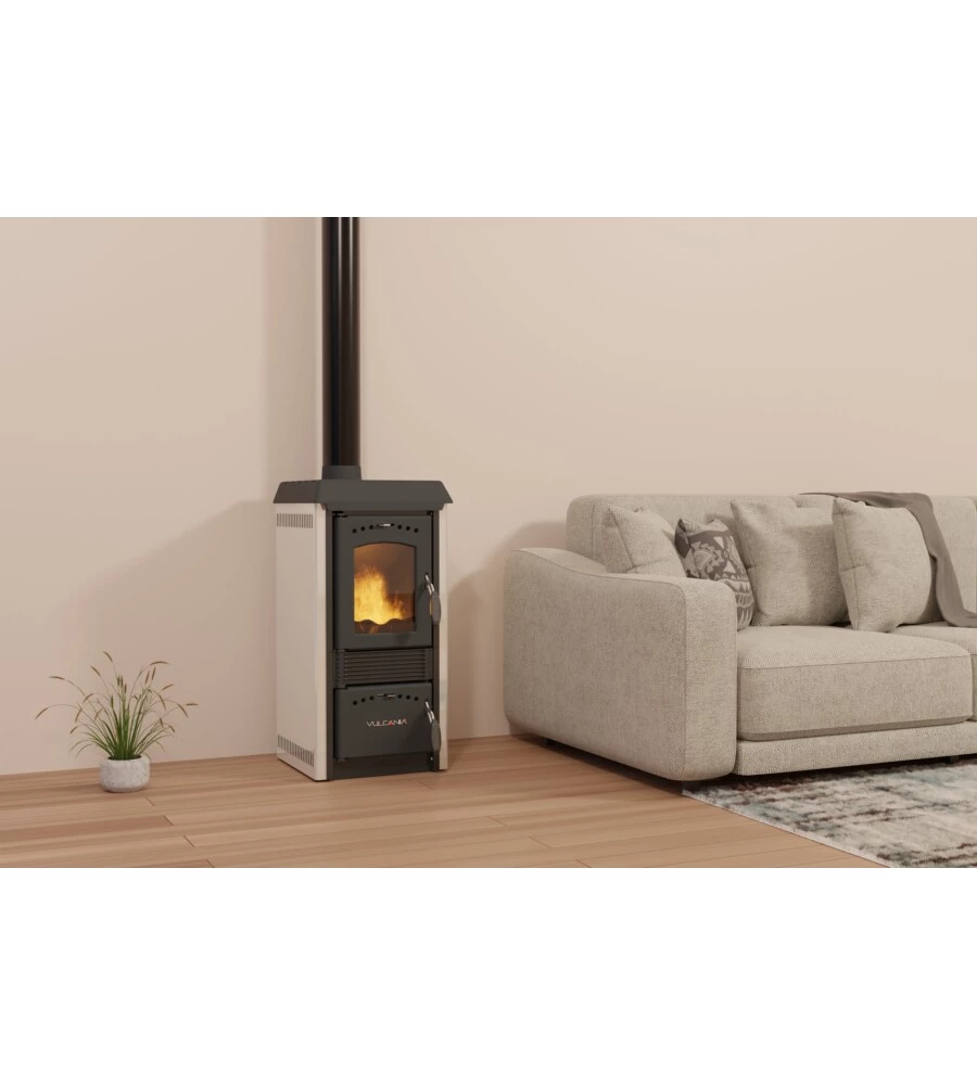 STUFA A LEGNA VULCANIA "KATIA" BIANCO 5,6 KW
